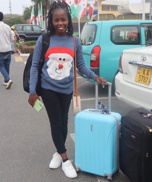 Ornella Munezero, while her interview before her departure at Mélchior Ndadaye International Airport of Bujumbura